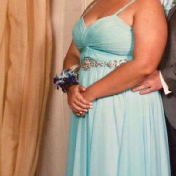 Blue chiffon prom dress - Picture 2 of 5